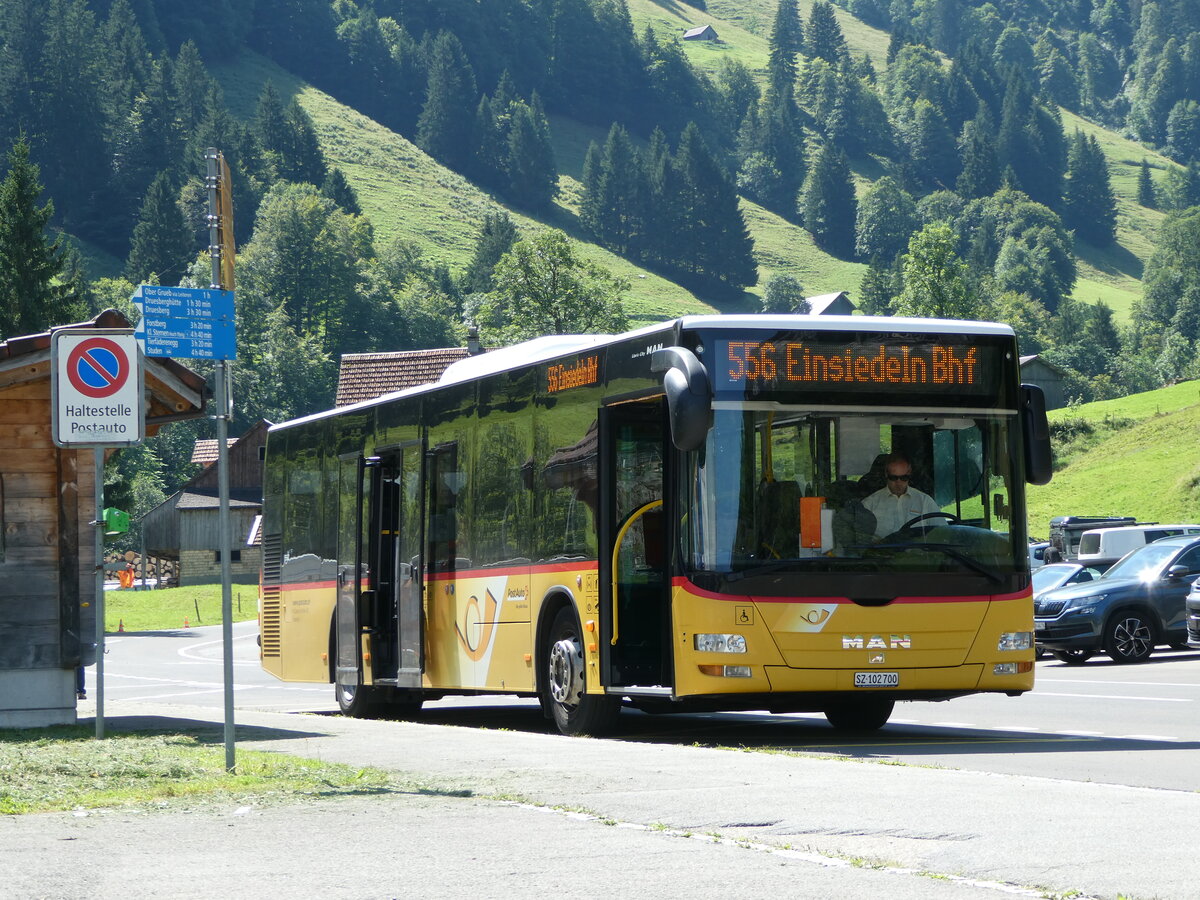 (253'925) - Lienert&Ehrler, Einsiedeln - SZ 102'700/PID 5567 - MAN am 19. August 2023 in Hoch-Ybrig, Talstation Weglosen