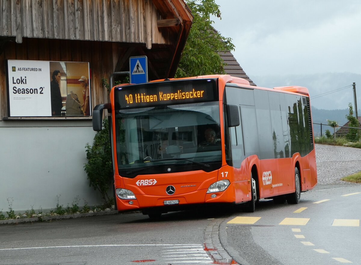 (254'281) - RBS Worblaufen - Nr. 17/BE 467'417 - Mercedes am 28. August 2023 in Allmendingen, Kserei