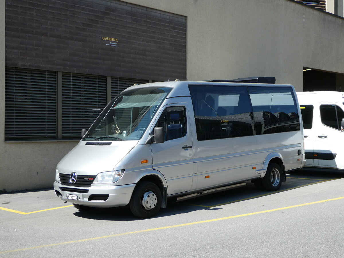 (254'904) - Gaudenz, Andeer - GR 108'114 - Mercedes (ex Mark, Andeer) am 8. September 2023 beim Bahnhof Thusis