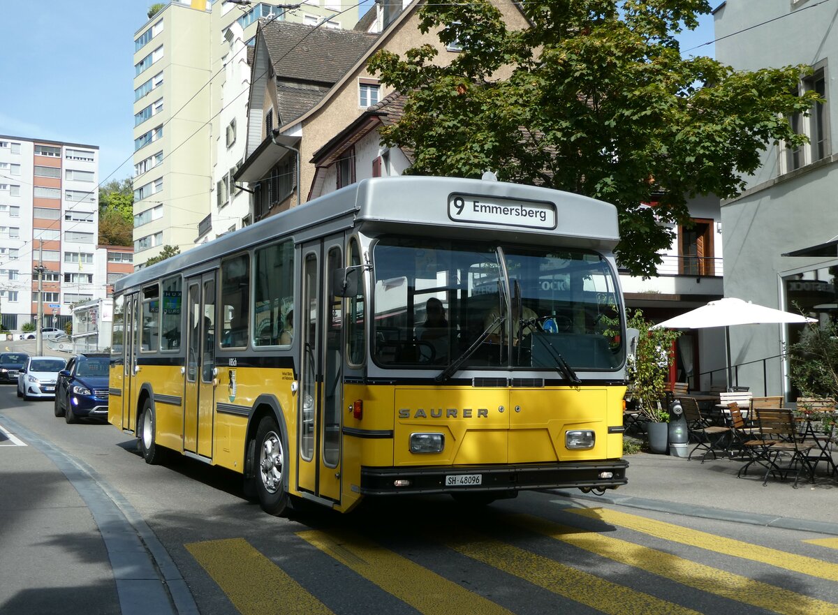 (255'284) - Wanner, Schleitheim - SH 48'096 - Saurer/Hess (ex Ruklic, Schaffhausen; ex VBSH Schaffhausen Nr. 40; ex VBSH Schaffhausen Nr. 19) am 17. September 2023 in Neuhausen, Zentrum