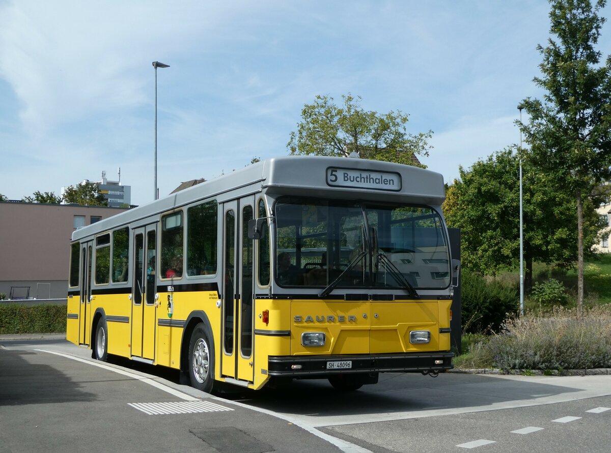 (255'332) - Wanner, Schleitheim - SH 48'096 - Saurer/Hess (ex Ruklic, Schaffhausen; ex VBSH Schaffhausen Nr. 40; ex VBSH Schaffhausen Nr. 19) am 17. September 2023 in Schaffhausen, Buchthalen