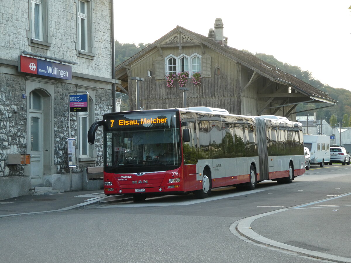 (256'013) - SW Winterthur - Nr. 376/ZH 619'376 - MAN am 7. Oktober 2023 beim Bahnhof Winterthur Wlflingen