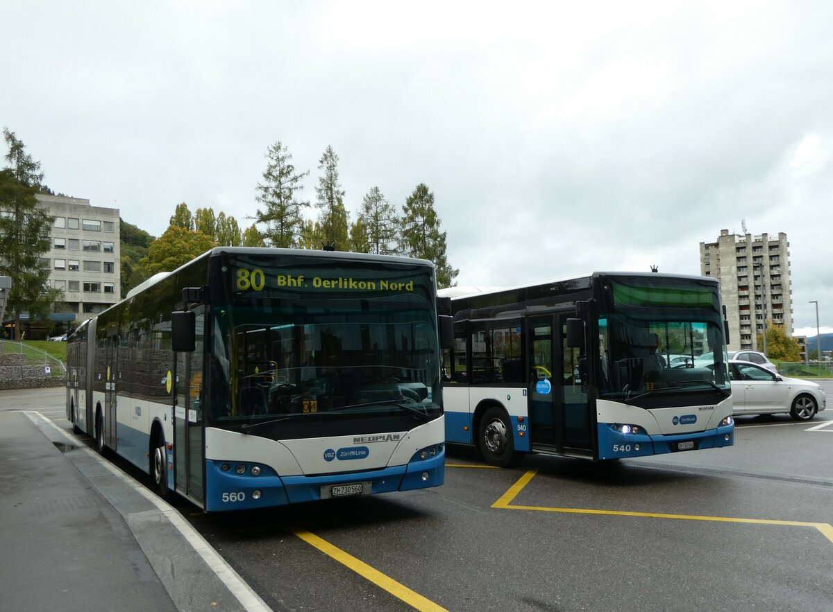 (256'232) - VBZ Zrich - Nr. 560/ZH 730'560 - Neoplan am 21. Oktober 2023 in Zrich, Triemlispital