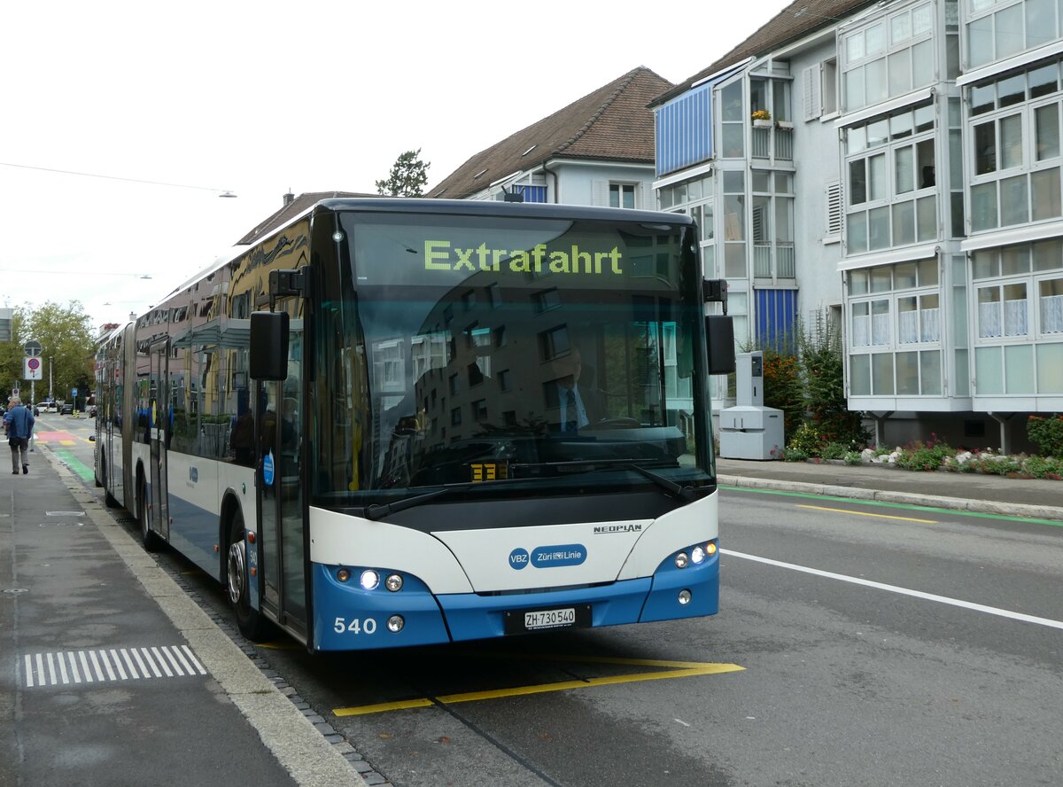 (256'280) - VBZ Zrich - Nr. 540/ZH 730'540 - Neoplan am 21. Oktober 2023 in Zrich, Baslerstrasse