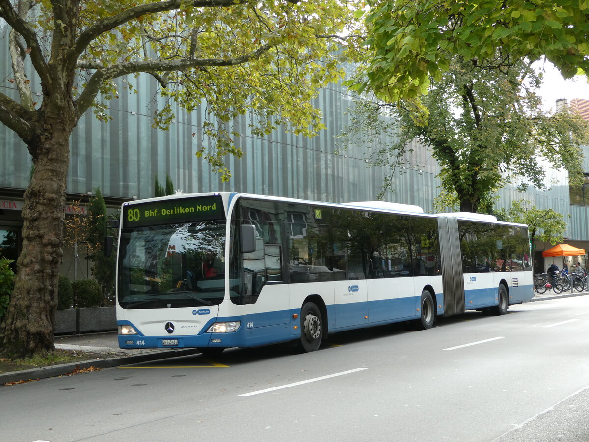 (256'285) - VBZ Zrich - Nr. 414/ZH 745'414 - Mercedes am 21. Oktober 2023 in Zrich, Lindenplatz