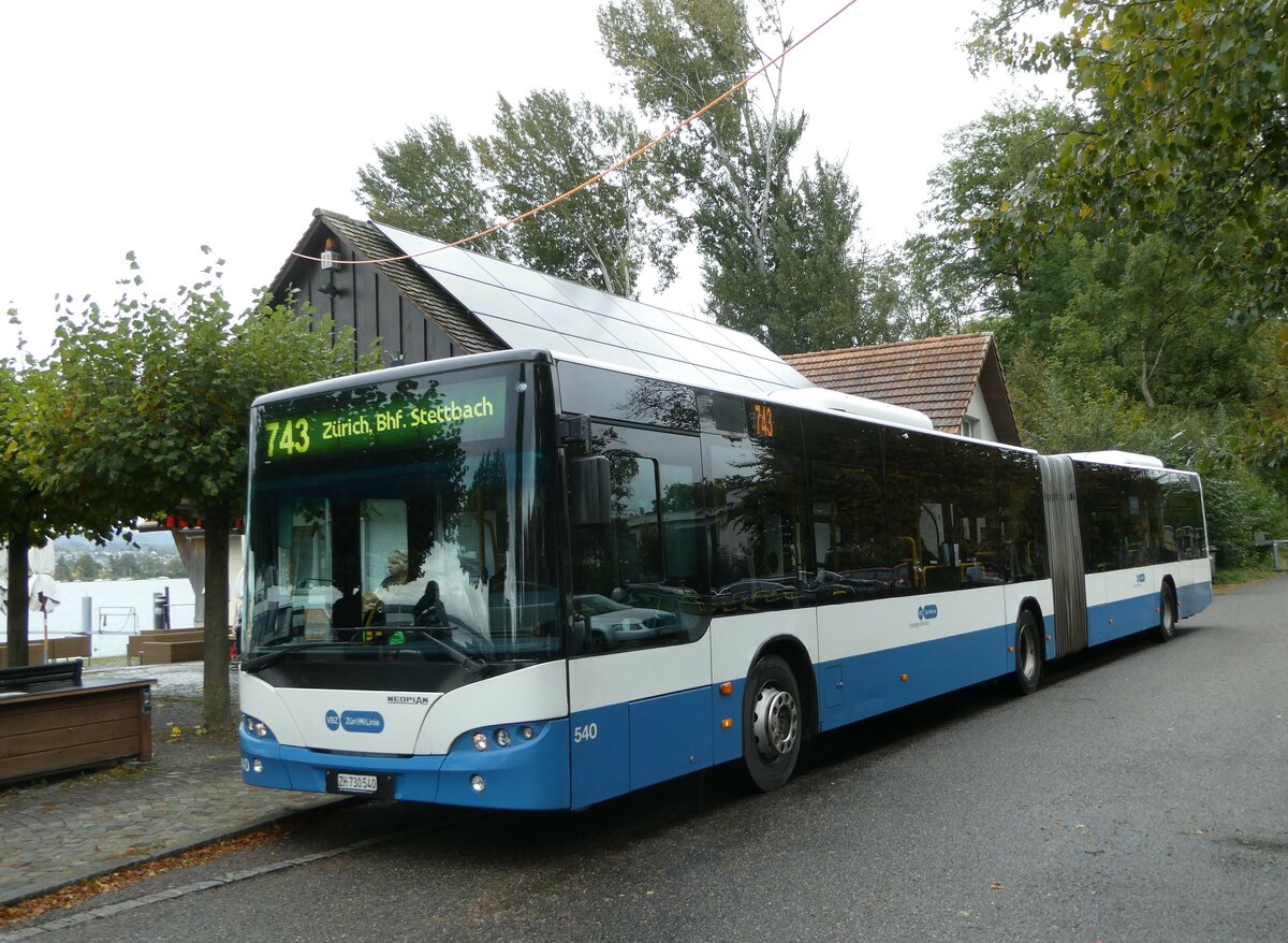 (256'314) - VBZ Zrich - Nr. 540/ZH 730'540 - Neoplan am 21. Oktober 2023 in Maur, See