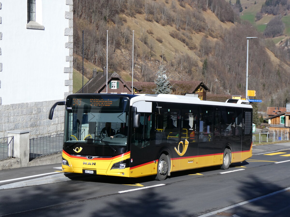 (259'308) - PostAuto Zentralschweiz - Nr. 507/OW 10'040/PID 11'414 - MAN (ex Nr. 7) am 13. Februar 2024 in Melchtal, Dorf