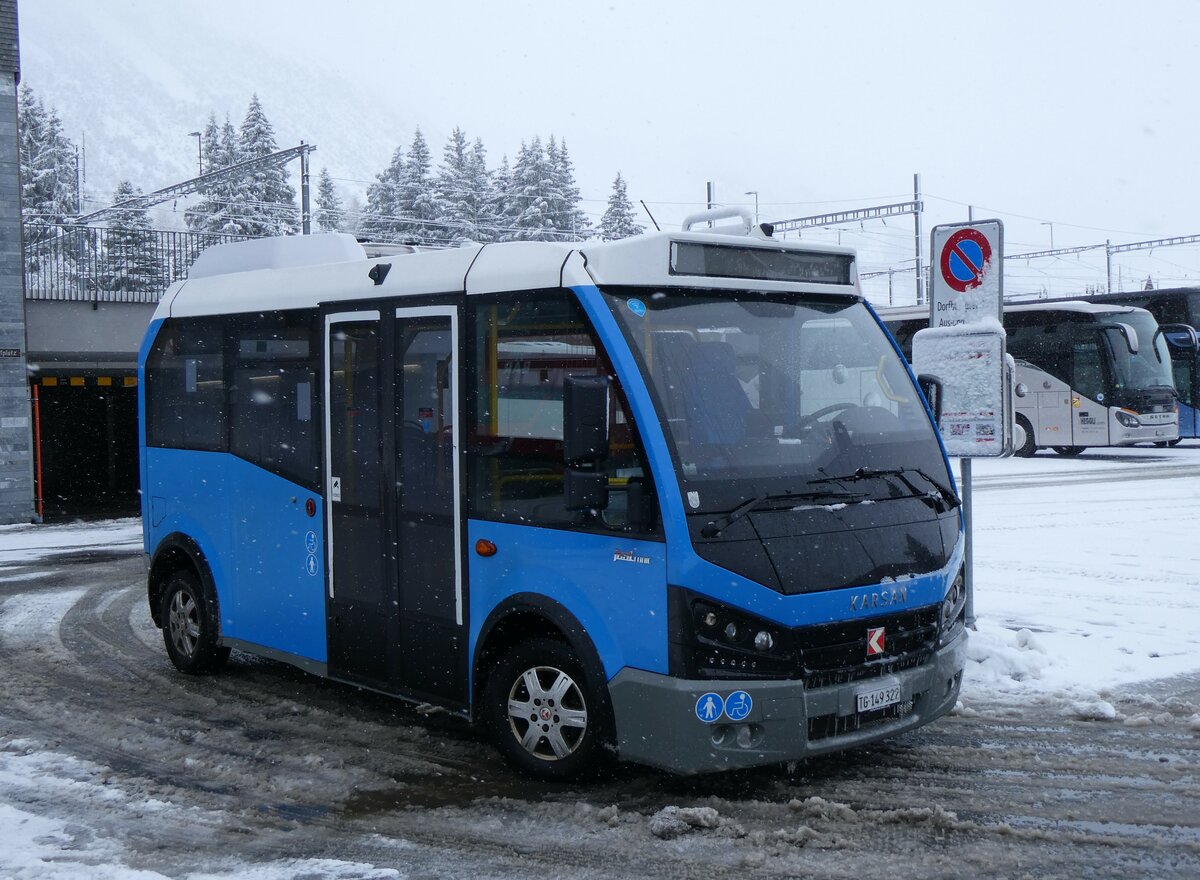 (259'543) - Thur-Taxi, Weinfelden - TG 149'322 - Karsan am 23. Februar 2024 in Andermatt, Bahnhofplatz (Einsatz Andermatt-Urserntal Tourismus, Andermatt)