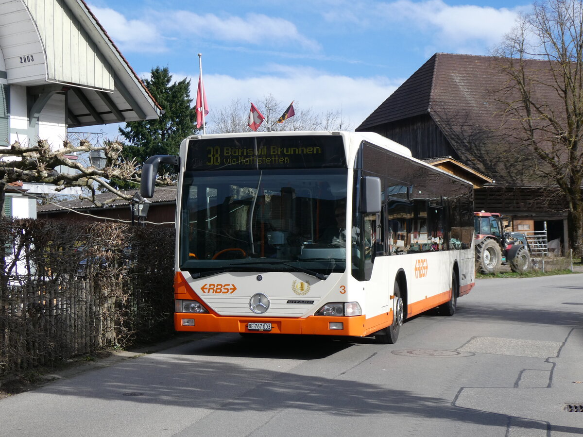 (260'017) - RBS Worblaufen - Nr. 3/BE 767'003 - Mercedes am 3. Mrz 2024 in Mattstetten, Rssli