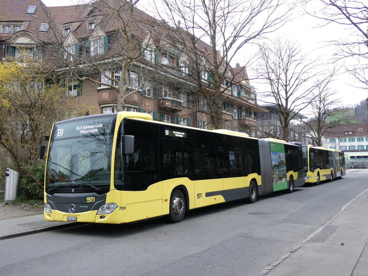 (260'240) - STI Thun - Nr. 709/BE 865'709 - Mercedes am 10. Mrz 2024 beim Bahnhof Thun (Kante X)