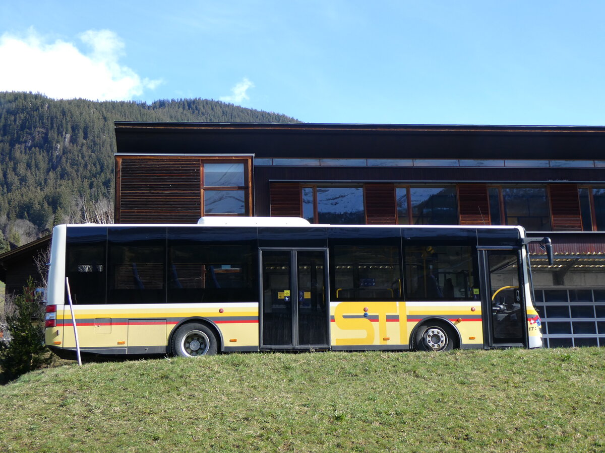 (260'463) - GrindelwaldBus, Grindelwald - Nr. 17/BE 72'444 - MAN/Gppel (ex STI Thun Nr. 133) am 19. Mrz 2024 in Grindelwald, Garage