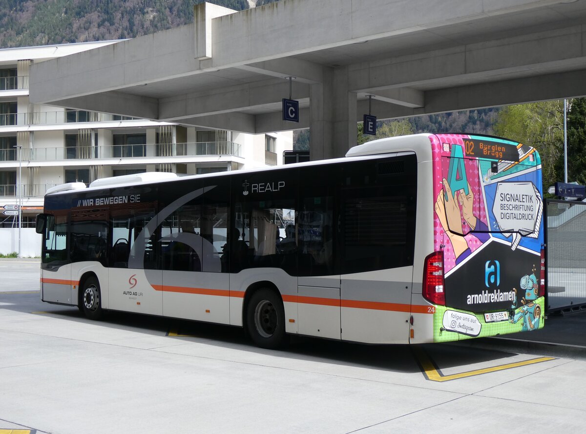 (261'035) - AAGU Altdorf - Nr. 24/UR 9155 - Mercedes am 6. April 2024 beim Bahnhof Altdorf