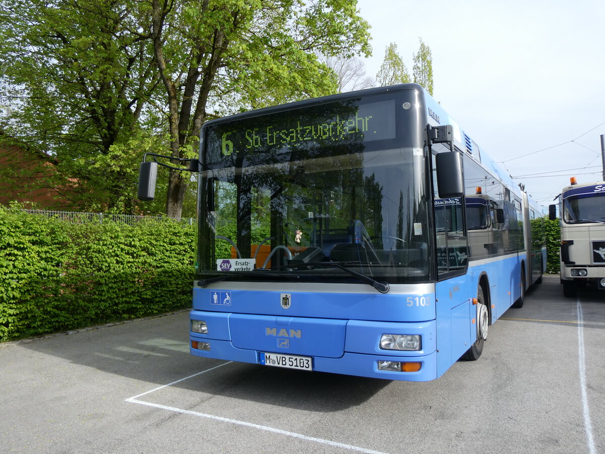 (261'256) - MVG Mnchen - Nr. 5103/M-VG 5103 - MAN am 13. April 2024 in Mnchen, MVG-Museum