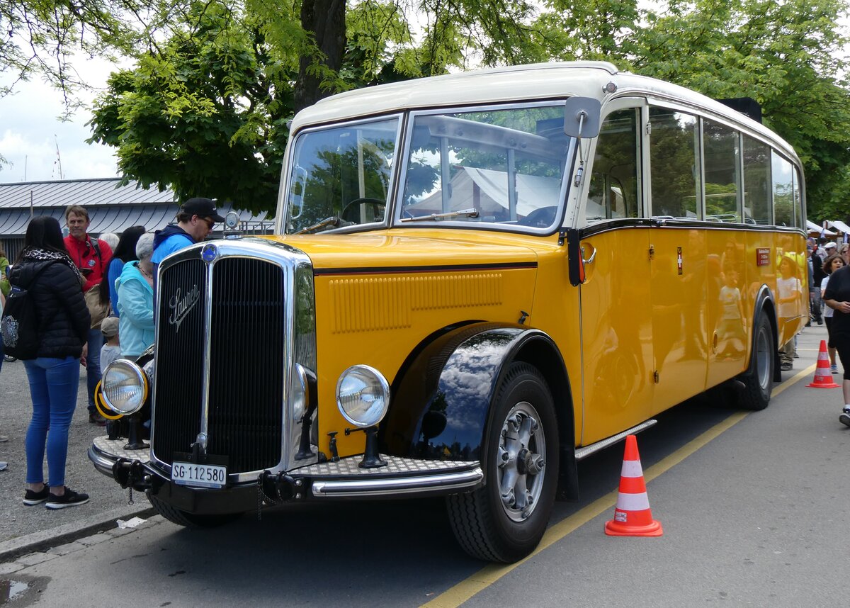 (263'134) - Baumgartner, Horn - Nr. 4/SG 112'580 - Saurer/Saurer (ex Nr. 2; ex Montegazzi, Riva San Vitale; ex AMSA Chiasso Nr. 20; ex OAK Wangen a.A. Nr. 10; ex P 23'082; ex P 2134) am 25. Mai 2024 in Arbon, Arbon Classics