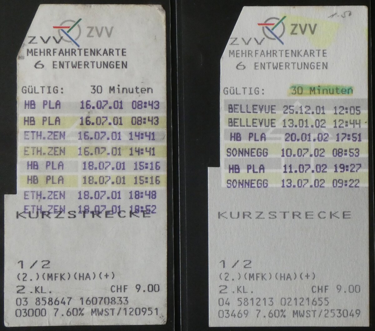 (264'225) - ZVV-Mehrfahrtenkarten am 30. Juni 2024 in Thun