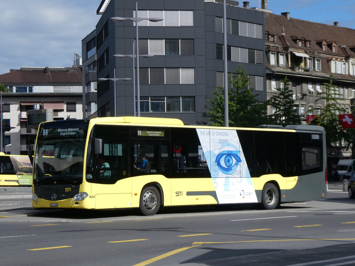 (264'322) - STI Thun - Nr. 405/BE 843'405 - Mercedes am 4. Juli 2024 beim Bahnhof Thun