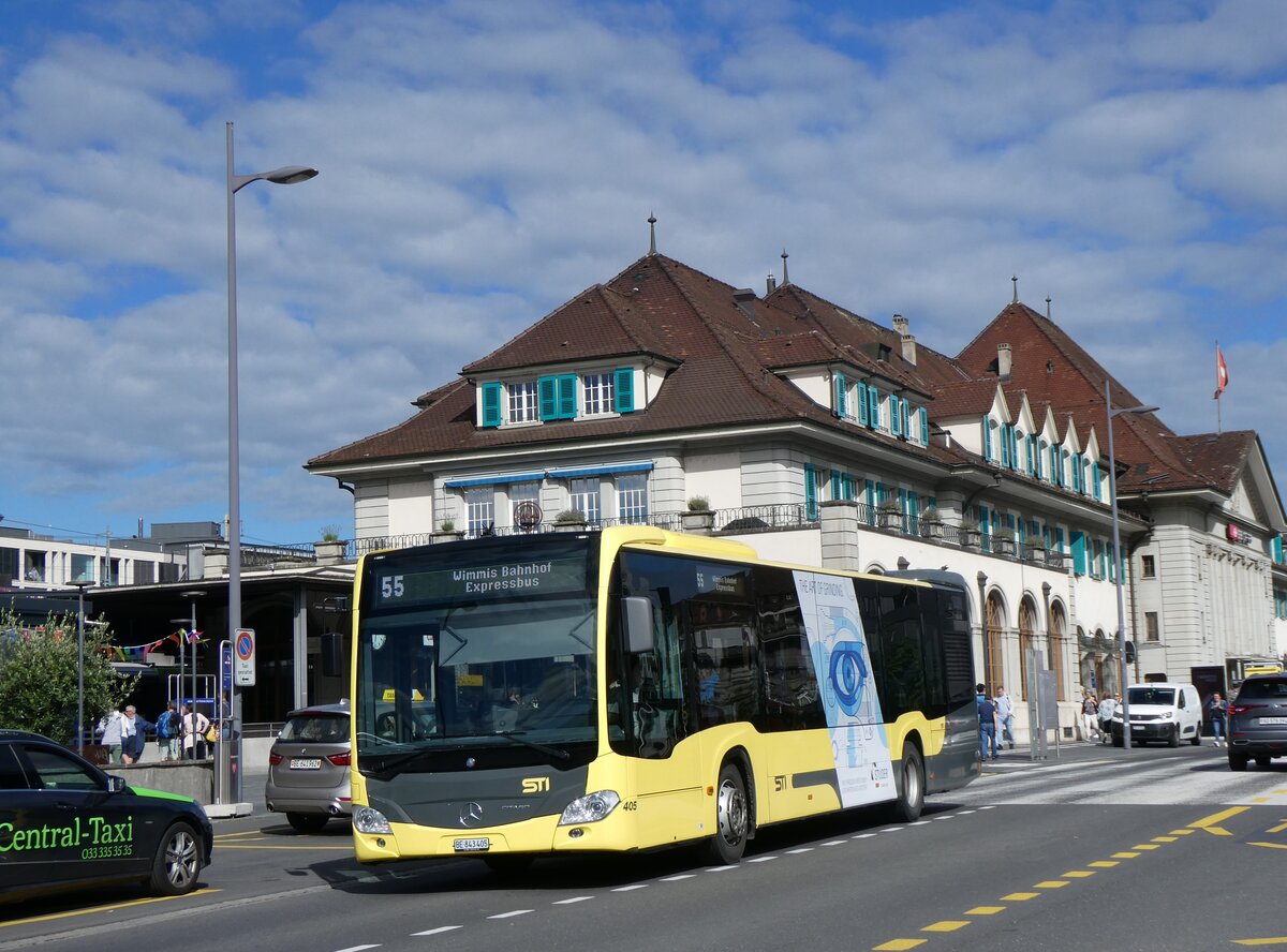 (264'323) - STI Thun - Nr. 405/BE 843'405 - Mercedes am 4. Juli 2024 beim Bahnhof Thun