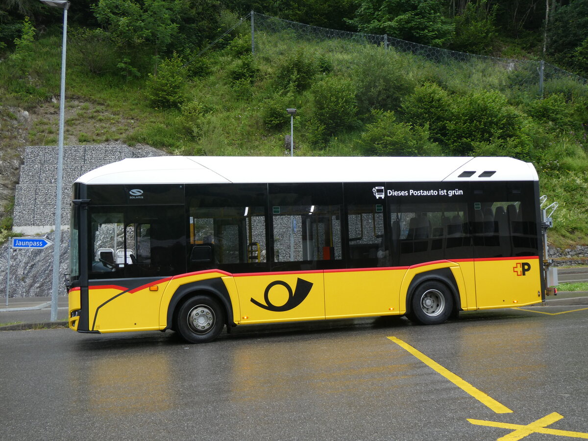 (264'355) - PostAuto Graubnden - GR 162'994/PID 12'082 - eSolaris am 6. Juli 2024 in Jaun, Bergbahnen