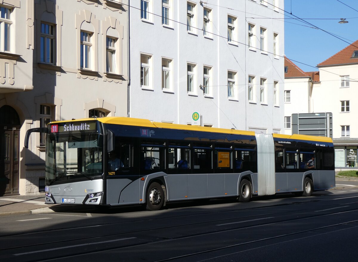(264'523) - LVB Leipzig - Nr. 14'271/L-DE 1048 - Solaris am 9. Juli 2024 in Leipzig, Wahren