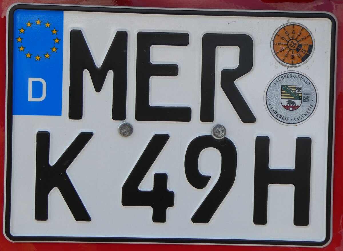 (264'604) - Nummernschild - MER-K 49H - am 10. Juli 2024 in Kreypau, Unvollendete Brcke