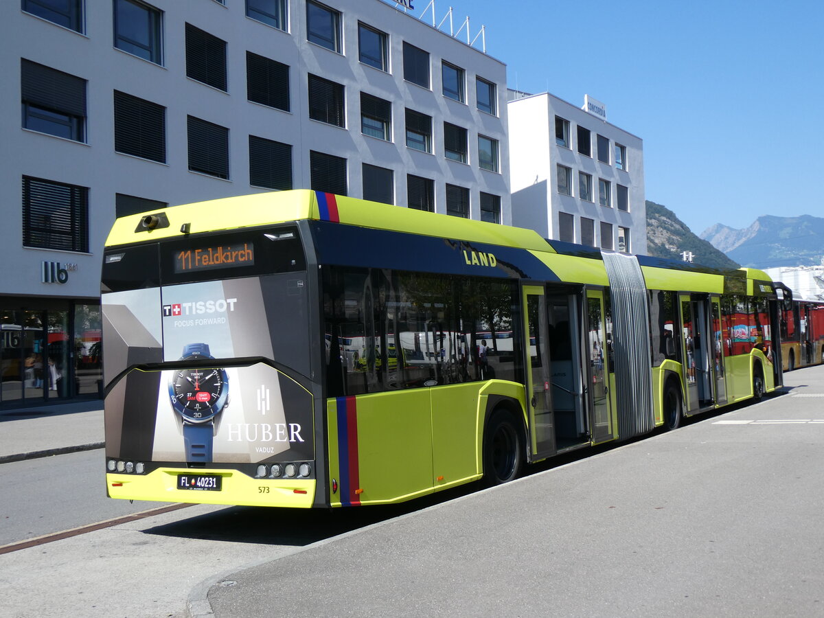 (266'268) - Aus Liechtenstein: BOS PS Anstalt, Vaduz - Nr. 573/FL 40'231 - Solaris am 27. August 2024 beim Bahnhof Sargans