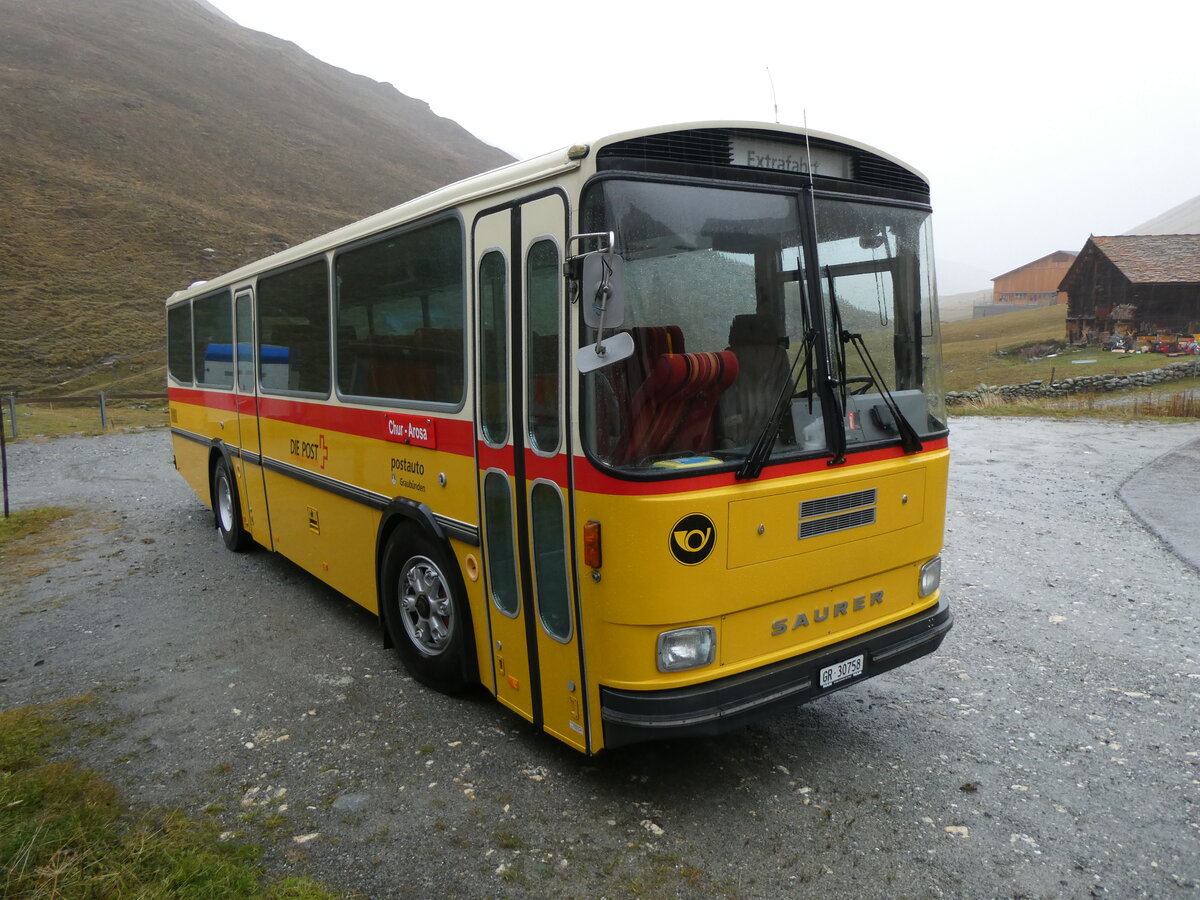 (267'875) - Ltscher, Haldenstein - GR 30'758 - Saurer/R&J (ex Dornbierer, Thal; ex FRAM Drachten/NL Nr. 24; ex PostAuto Graubnden PID 2870; ex P 24'367) am 8. Oktober 2024 in Juf