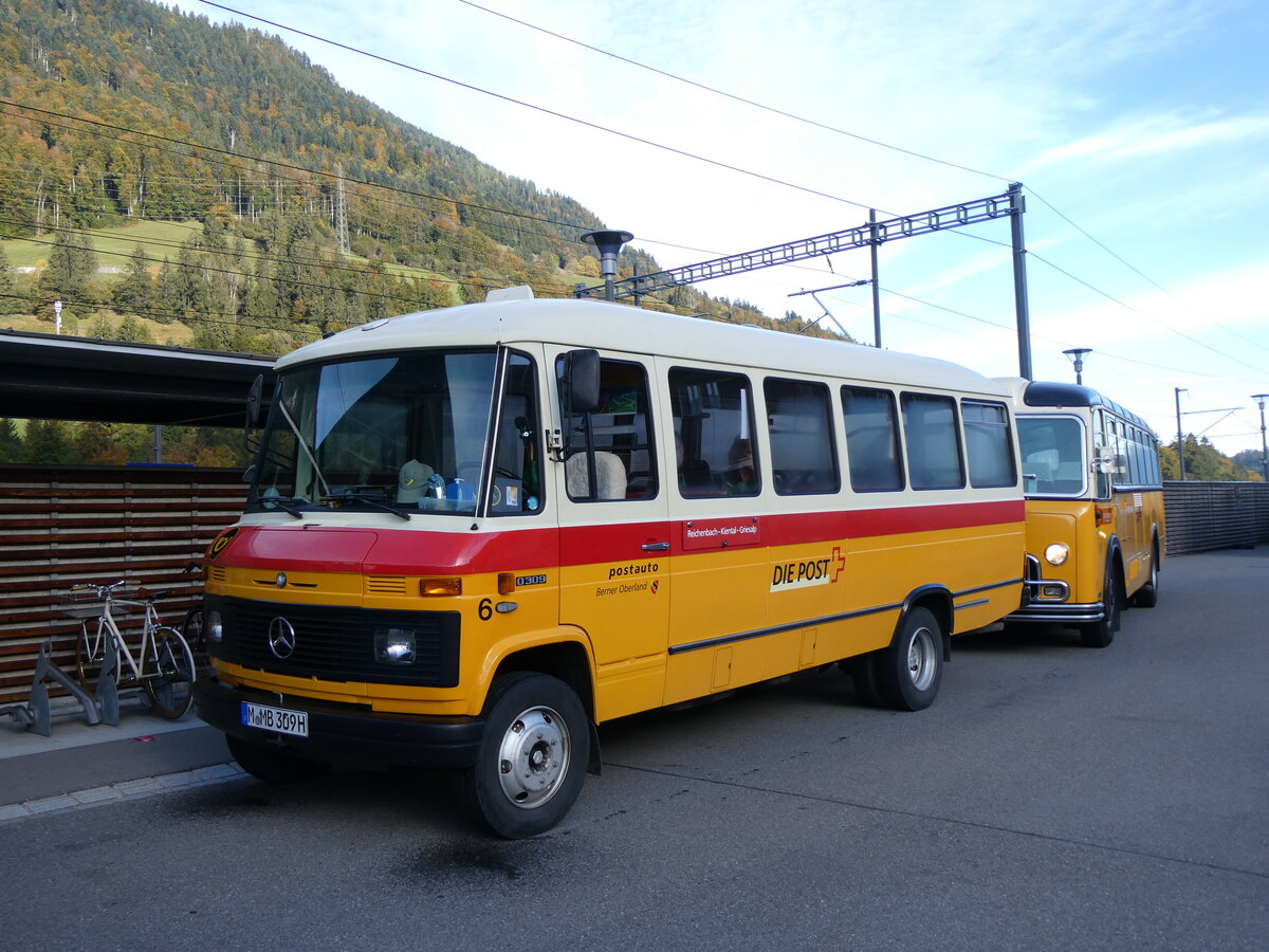 (267'993) - Aus Deutschland: Hahn, Mnchen - Nr. 6/M-MB 309H - Mercedes (ex Mller, CH-Ennetmoos Nr. 6; ex Portenier, CH-Adelboden Nr. 6; ex Geiger, CH-Adelboden Nr. 6) am 12. Oktober 2024 beim Bahnhof Reichenbach