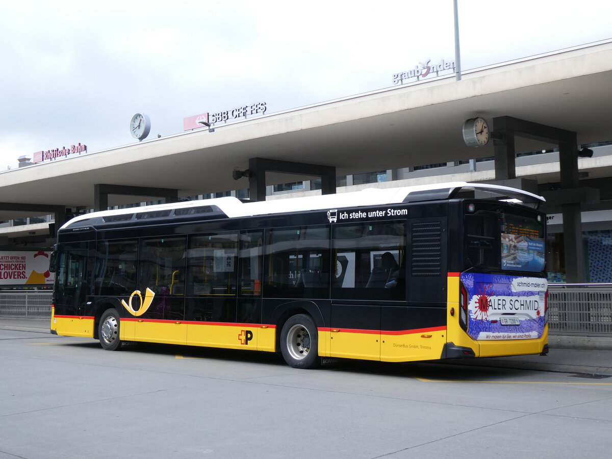 (272'916) - Dnser, Trimmis - GR 7288/PID 11'893 - eScania (ex GR 165'792) am 14. Mrz 2025 beim Bahnhof Chur