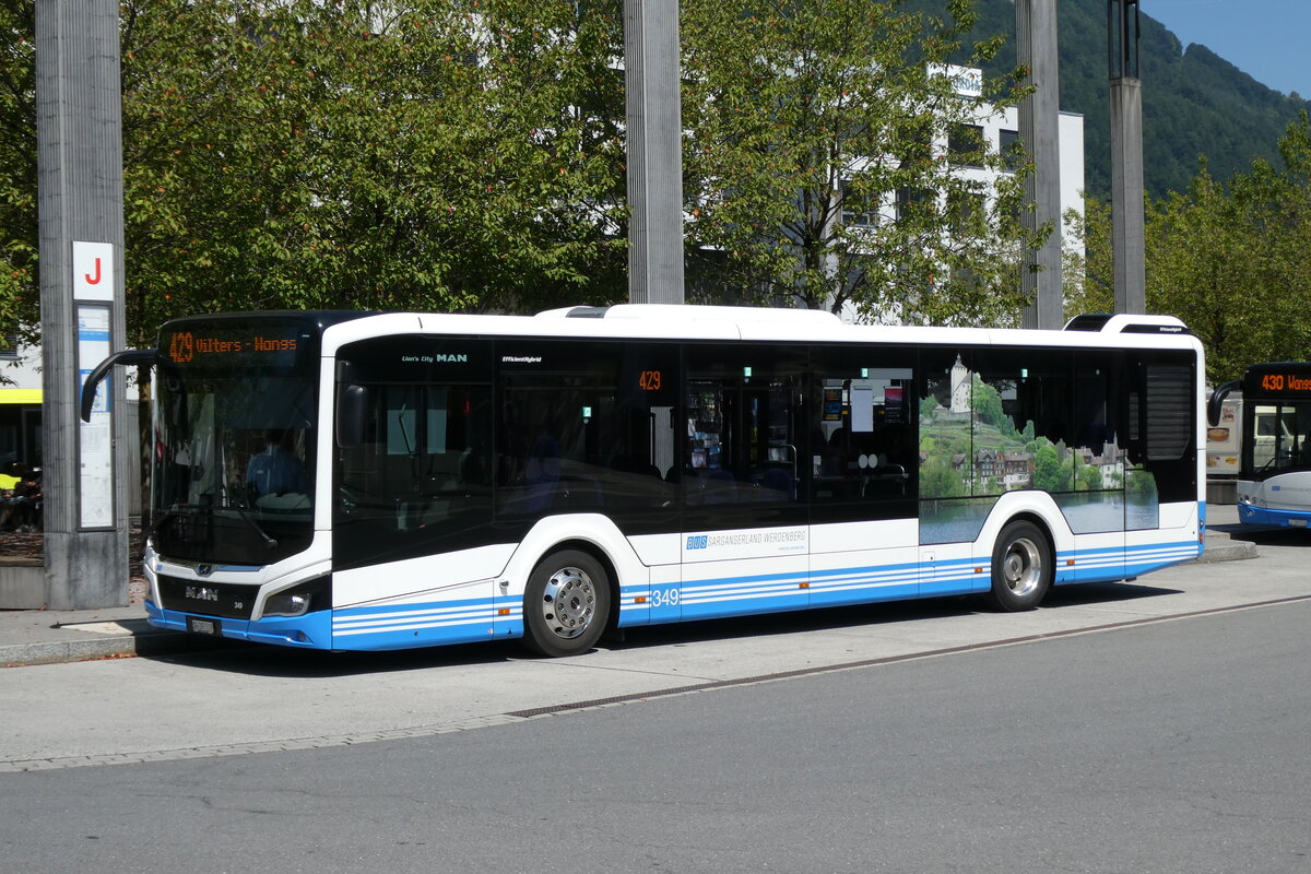 (278'629) - BSW Sargans - Nr. 349/SG 297'519 - MAN am 8. August 2025 beim Bahnhof Sargans