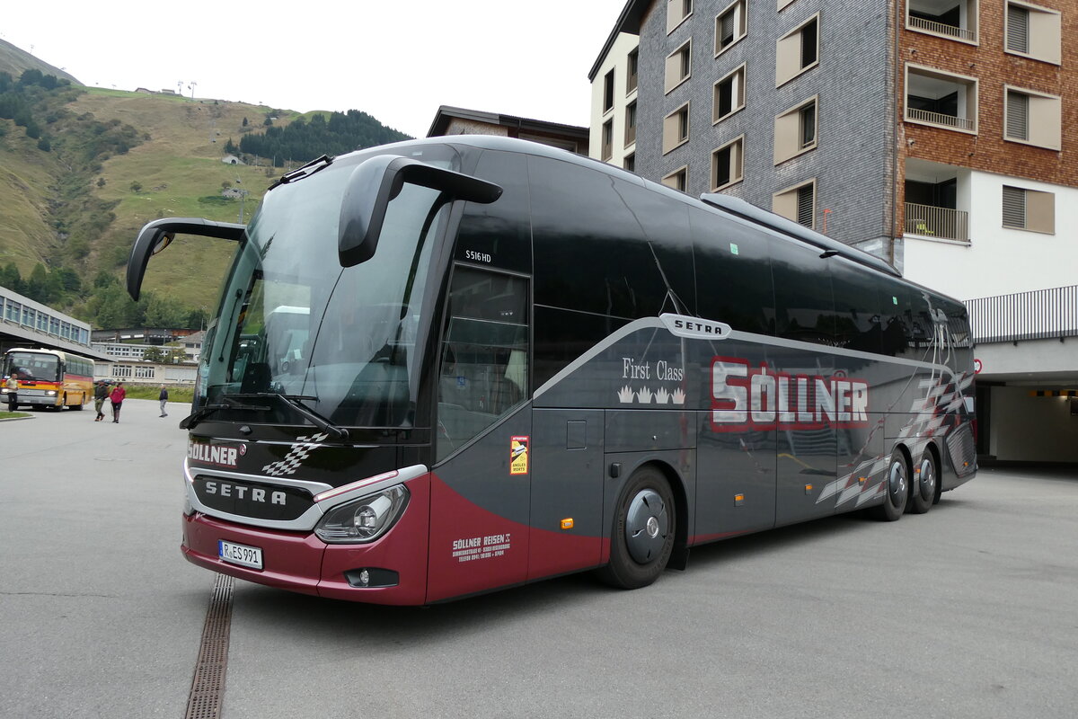 (280'061) - Aus Deutschland: Sllner, Regensburg - R-ES 991 - Setra am 8. September 2025 in Andermatt, Bahnhofplatz