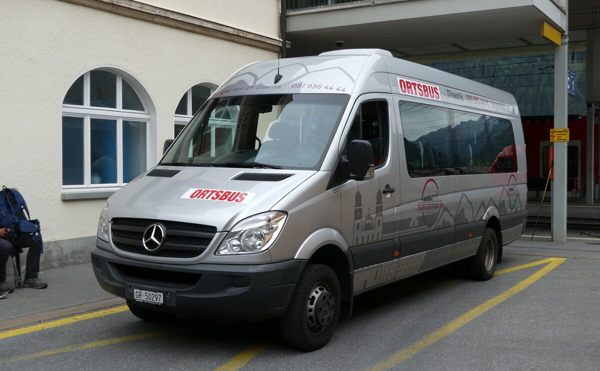 (280'084) - Furgertaxi, Disentis - GR 50'297 - Mercedes am 8. September 2025 beim Bahnhof Disentis