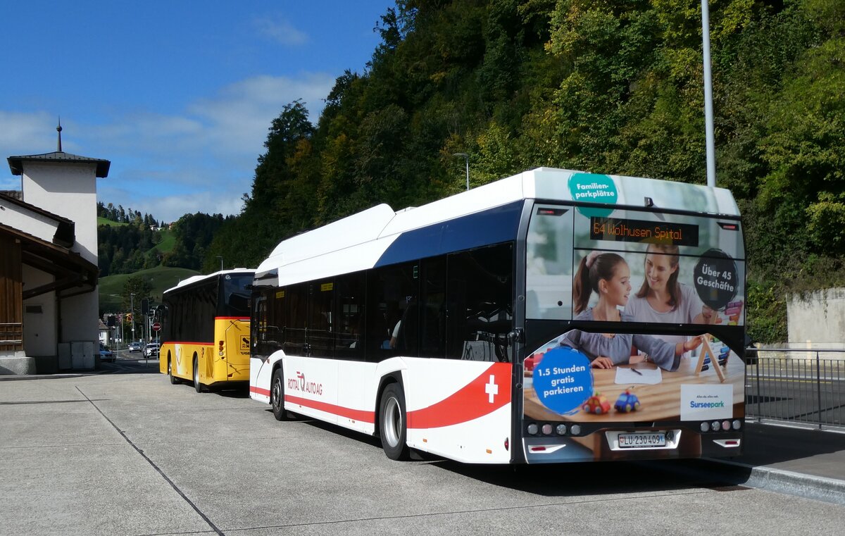 (280'971) - ARAG Ruswil - Nr. 55/LU 230'409 - eSolaris am 4. Oktober 2025 beim Bahnhof Wolhusen