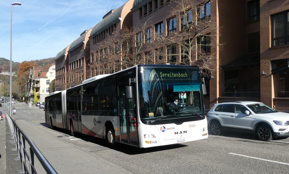 (282'323) - RVBW Wettingen - Nr. 190/AG 373'400 - MAN (ex Twerenbold, Baden Nr. 303) am 11. November 2025 in Baden, Postautostation