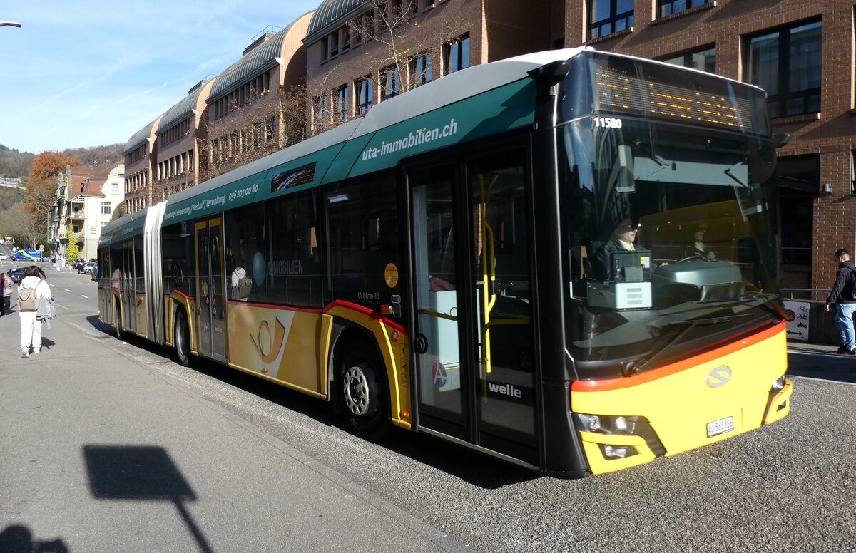 (282'328) - PostAuto Nordschweiz - AG 565'856/PID 11'580 - Solaris am 11. November 2025 in Baden, Postautostation