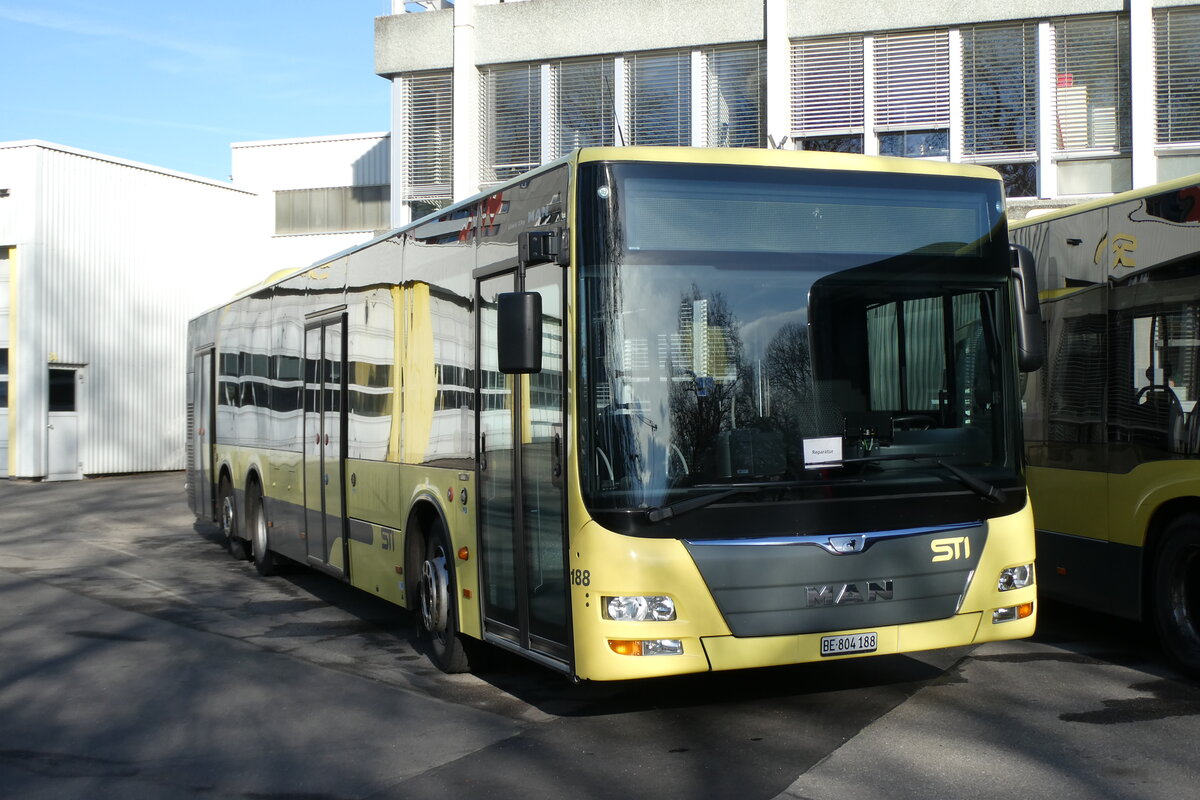 (283'392) - STI Thun - Nr. 188/BE 804'188 - MAN am 21. Dezember 2025 in Thun, Garage