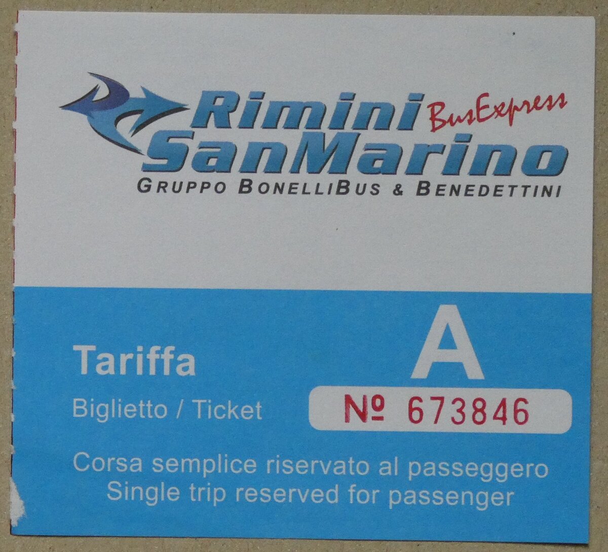 (283'524) - Aus Italien: Bonelli/Benedettini-Einzelbillet vom 23. September 2015 am 27. Dezember 2025 in Thun