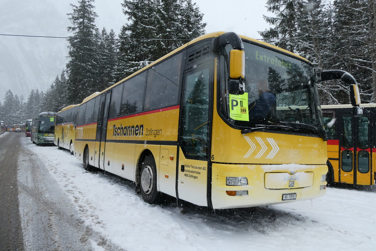 (283'902) - Tschannen, Zofingen - Nr. 6/AG 7858 - MAN (ex STI Thun Nr. 39) am 10. Januar 2026 in Adelboden, Unter dem Birg