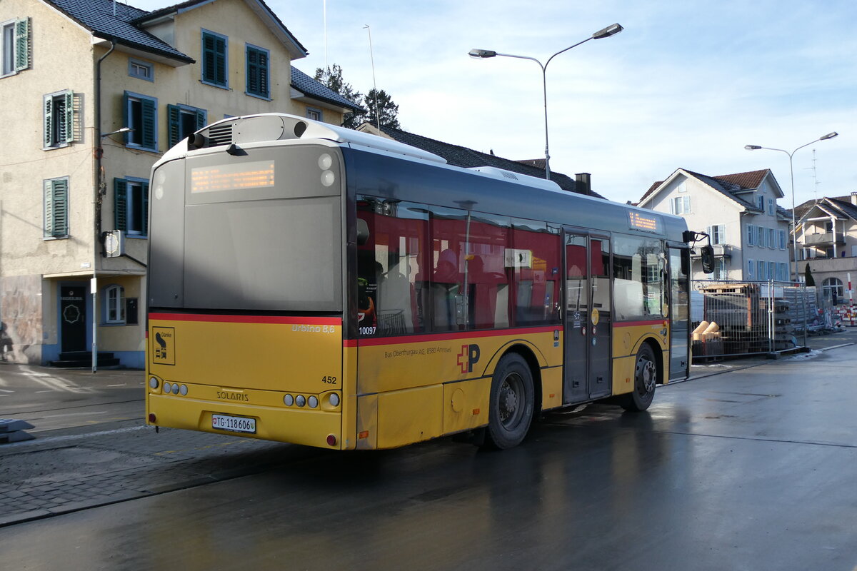 (284'176) - BOTG Amriswil - Nr. 452/TG 118'606/PID 10'097 - Solaris (ex Nr. 22) am 16. Januar 2026 beim Bahnhof Amriswil