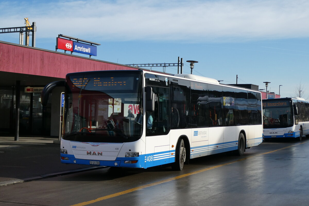(284'178) - BOTG Amriswil - Nr. 408/TG 121'300 - MAN (ex Nr. 12) am 16. Januar 2026 beim Bahnhof Amriswil