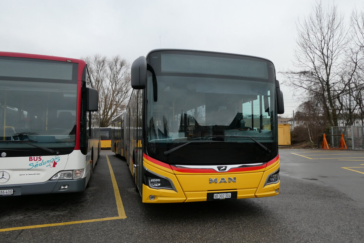 (284'486) - CarPostal Ouest - VD 302'304/PID 11'985 - MAN am 31. Januar 2026 in Yverdon, Garage