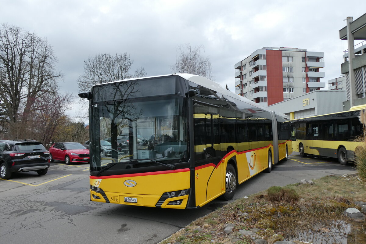 (285'437) - PostAuto Bern - Nr. 11'631/BE 407'862/PID 11'631 - Solaris am 15. M�rz 2026 in Thun, Garage STI
