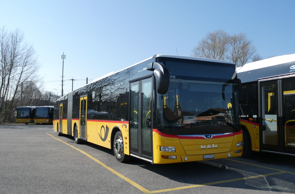 (285'588) - CarPostal Ouest - VD 623'514/PID 10'715 - MAN (ex JU 36'038) am 21. M�rz 2026 in Yverdon, Garage