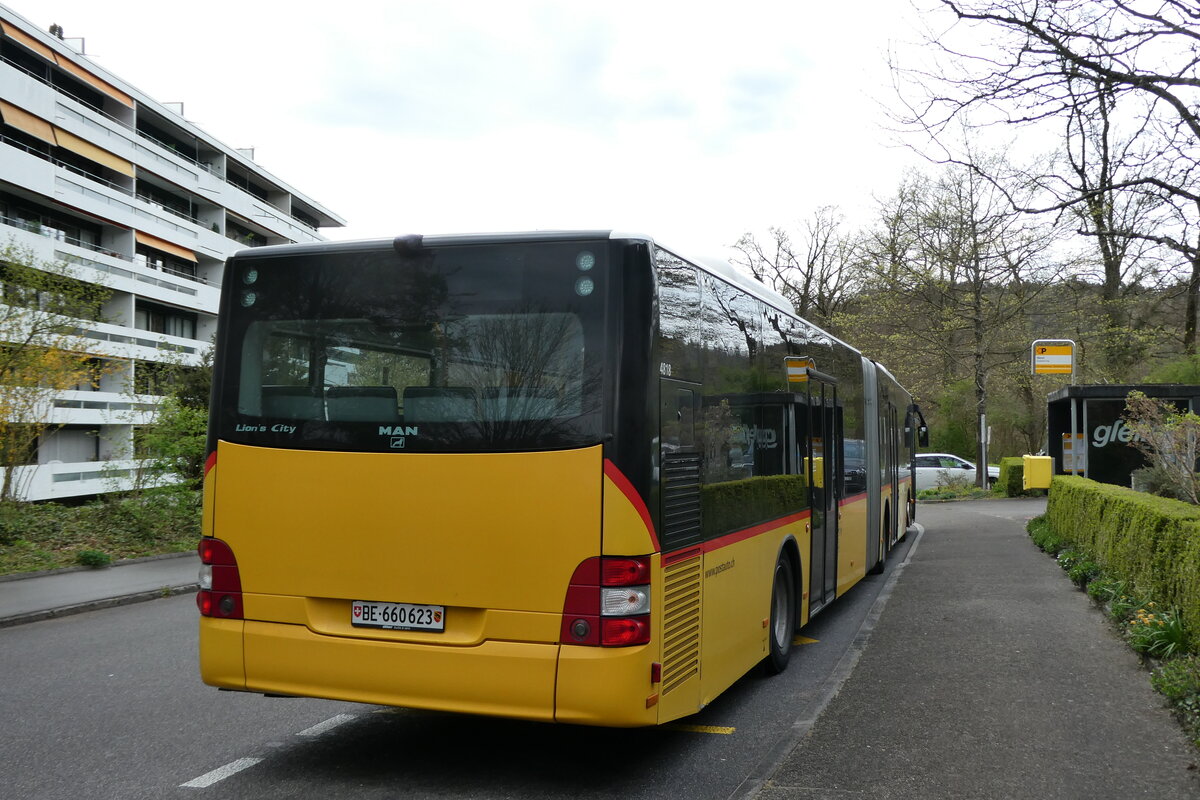 (286'054) - PostAuto Bern - BE 660'623/PID 4818 - MAN (ex PostAuto Ostschweiz TG 158'213; ex PostAuto Graub�nden; ex PostAuto Ostschweiz SZ 68'458; ex PostAuto Ostschweiz SZ 44'040; ex Kistler, Reichenburg) am 10. April 2026 in Kappelenring, West