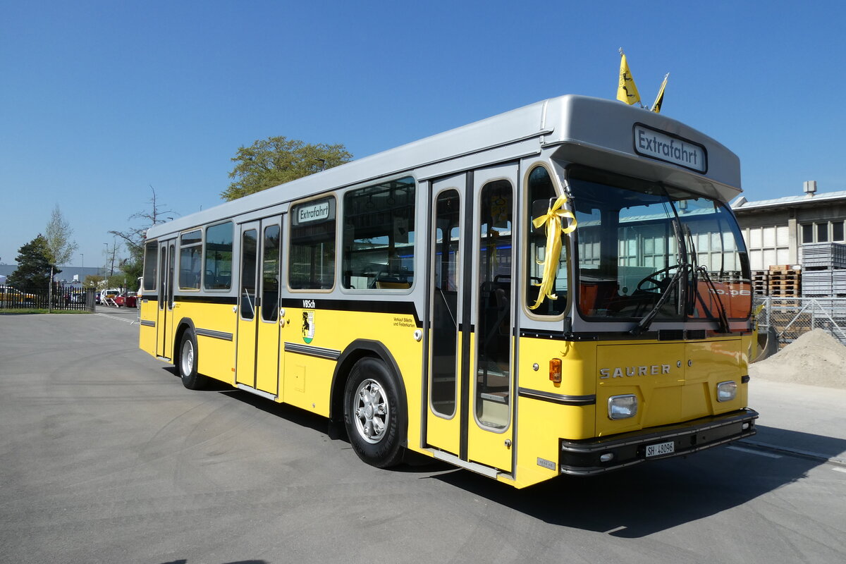 (286'086) - Wanner, Schleitheim - SH 48'096 - Saurer/Hess (ex Ruklic, Schaffhausen; ex VBSH Schaffhausen Nr. 40; ex VBSH Schaffhausen Nr. 19) am 11. April 2026 in Schaffhausen, Regionalbusgarage VBSH