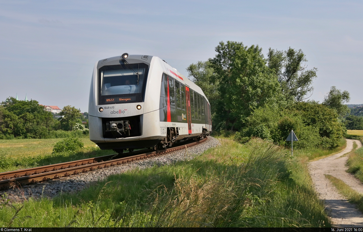 Abellio Rail Mitteldeutschland 1648 410 als RB 80564 von Naumburg Ost nach Wangen, am 16.06.2021 bei Roßbach. (Foto: Clemens Kral)