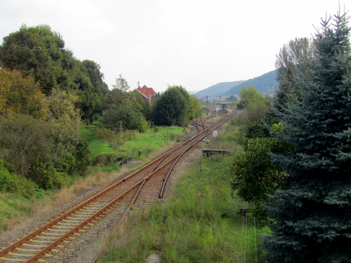 Blick vom Stellwerk Lw in den Bahnhof von Laucha; 05.10.2014 (Foto: Dieter Thomas)
