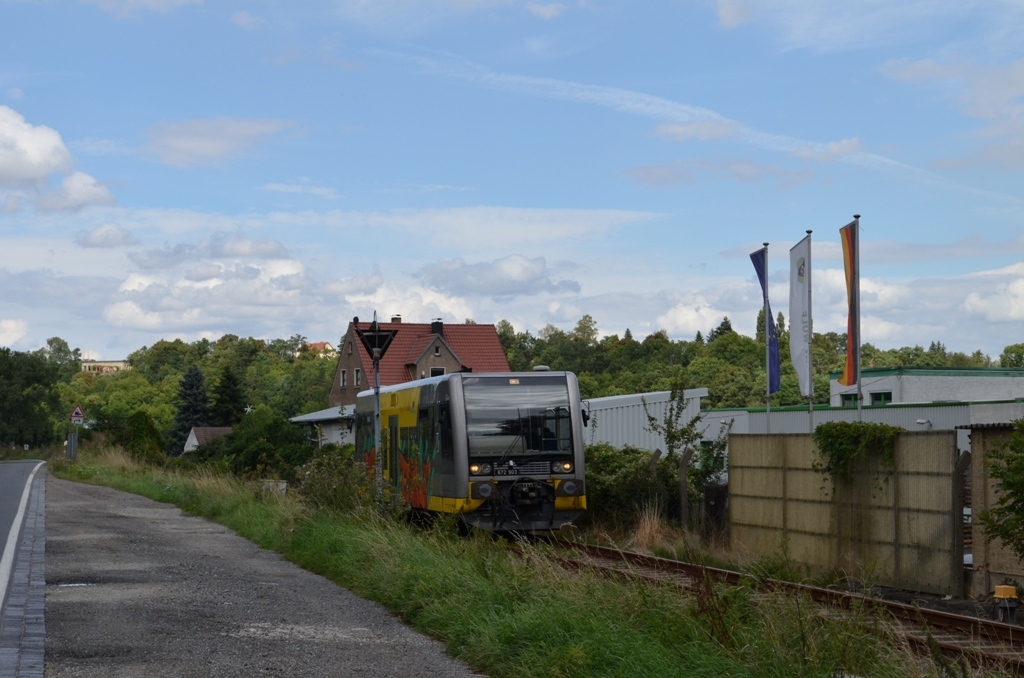 Burgenlandbahn 672 903 als RB von Naumburg Ost nach Wangen, am 19.08.2014 in Nebra. (Foto: Traugott Wembske)