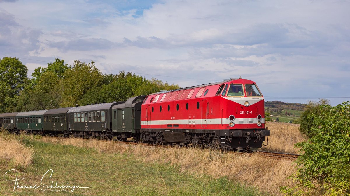 CLR 229 181-3 mit dem DLr 80789 von Karsdorf in die Abstellung nach Naumburg Hbf, am 07.09.2019 bei Kleinjena. (Foto: Thomas Schlesinger)