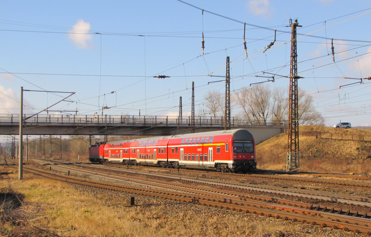 D-DB 50 80 36-33 085-2 DABbuzfa 760 mit der RB 16506 aus Saalfeld, am 28.02.2015 bei der Einfahrt in Naumburg Hbf.