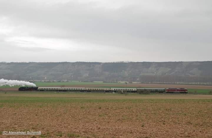 Die EBS 132 293-2 bespannte am 24.03.2019 den  Rotkäppchen-Express I  zwischen Naumburg Hbf - Karsdorf und Naumburg. Hier ist sie mit dem Lr 16993 (Karsdorf - Freyburg) bei Laucha unterwegs. (Foto: Alexander Schmidt)
